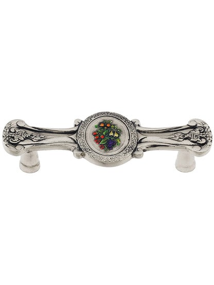 Bouquet of Fruit Drawer Pull - 3 inch Center to Center in Bright Nickel.